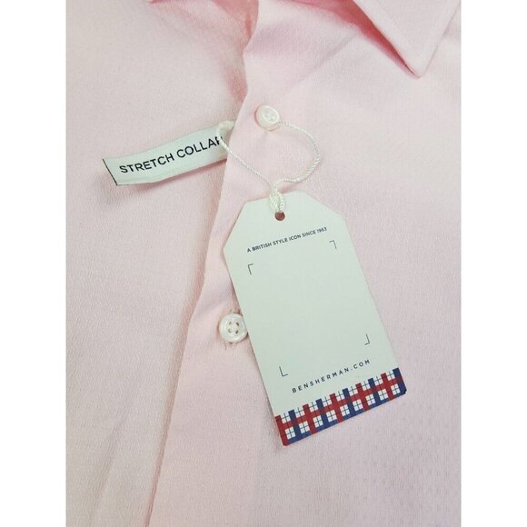 Ben Sherman 16.5 34-35 Tailored Slim Stretch Spread Collar Pink Cotton Shirt NWT - Picture 5 of 11